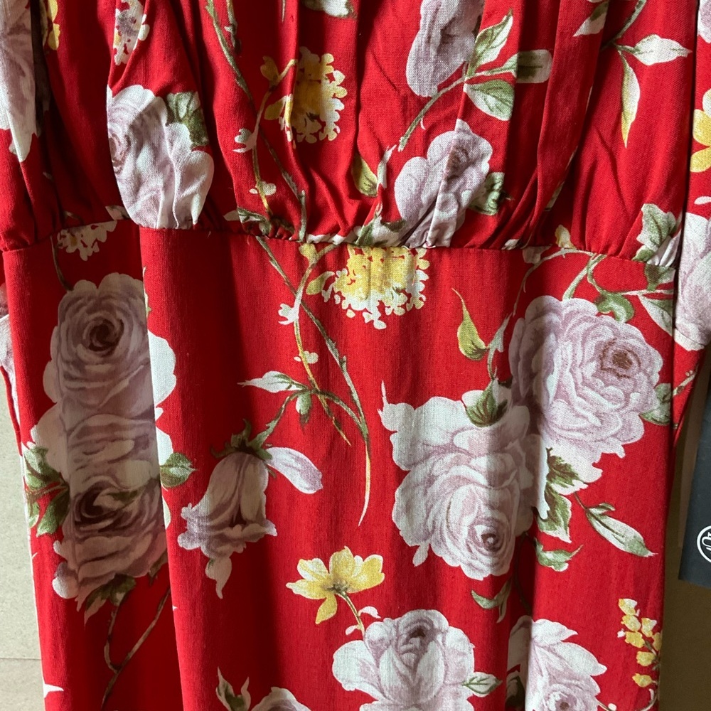 As U Wish Floral Red Dress. Size L NWT - Picture 3 of 13